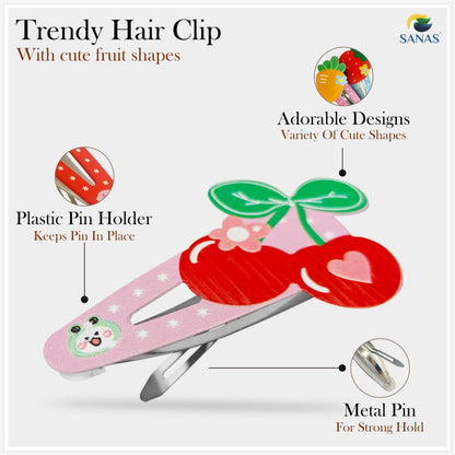 Sanas Fruit Shape Tic Tac Hair Clips for Kids & Girls 10Pcs (Multicolour)