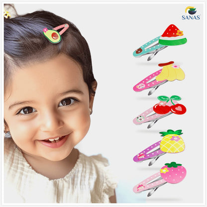 Sanas Fruit Shape Tic Tac Hair Clips for Kids & Girls 10Pcs (Multicolour)