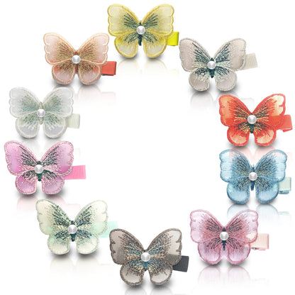 Sanas Colorful Butterfly Fabric Hair Pin for Girls - 10Pcs