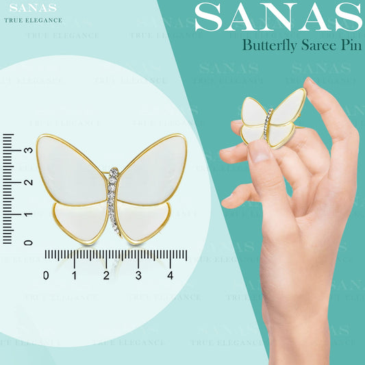 Sanas Butterfly Stone Resin Brooch Pin - 1Pc