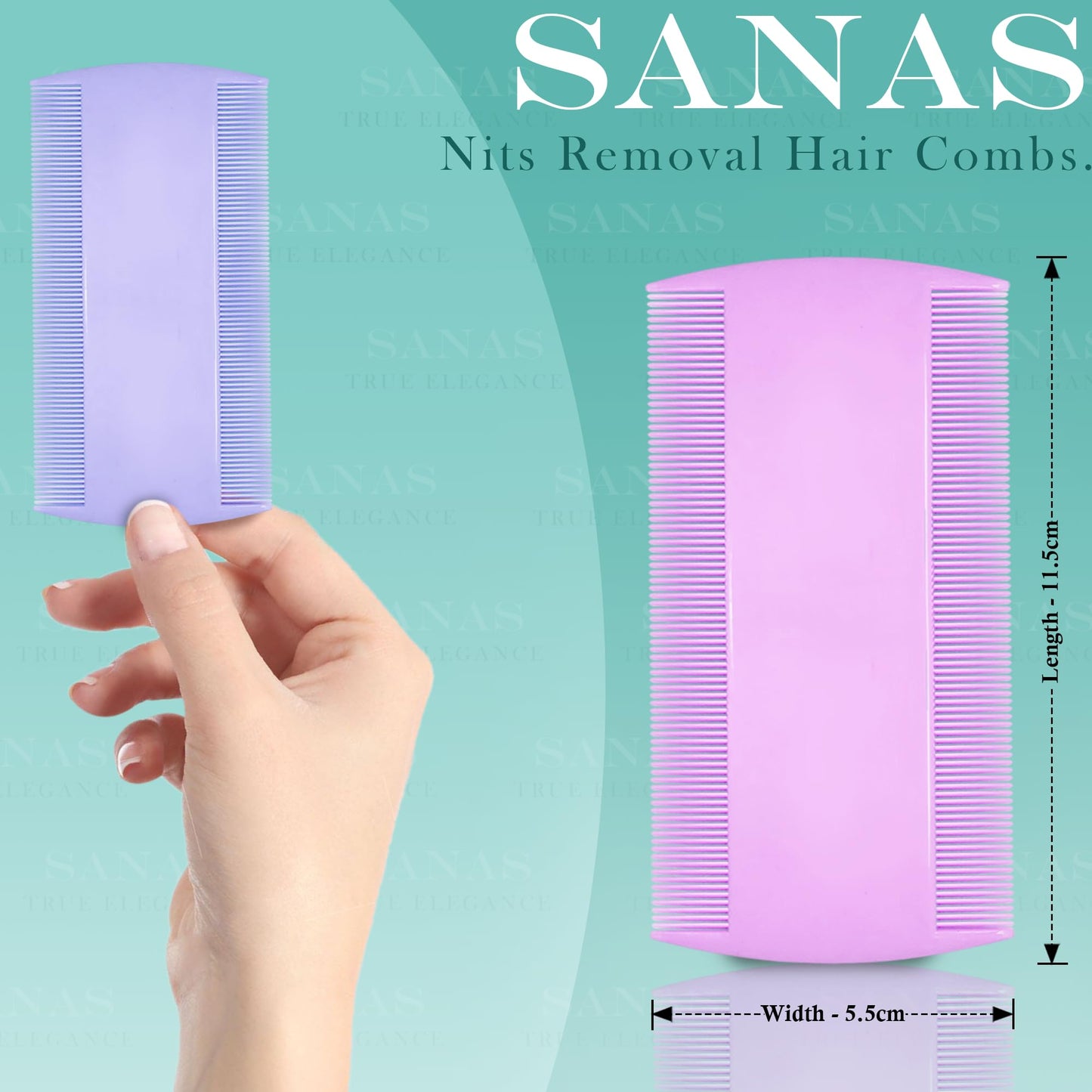 Sanas Fine Teeth Lice Removal Hair Comb - 3Pcs