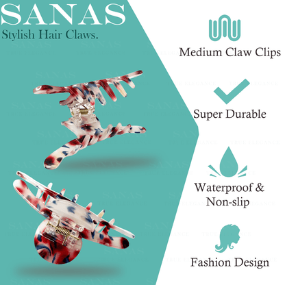 Sanas Resin Hair Claw for Women - 4Pcs