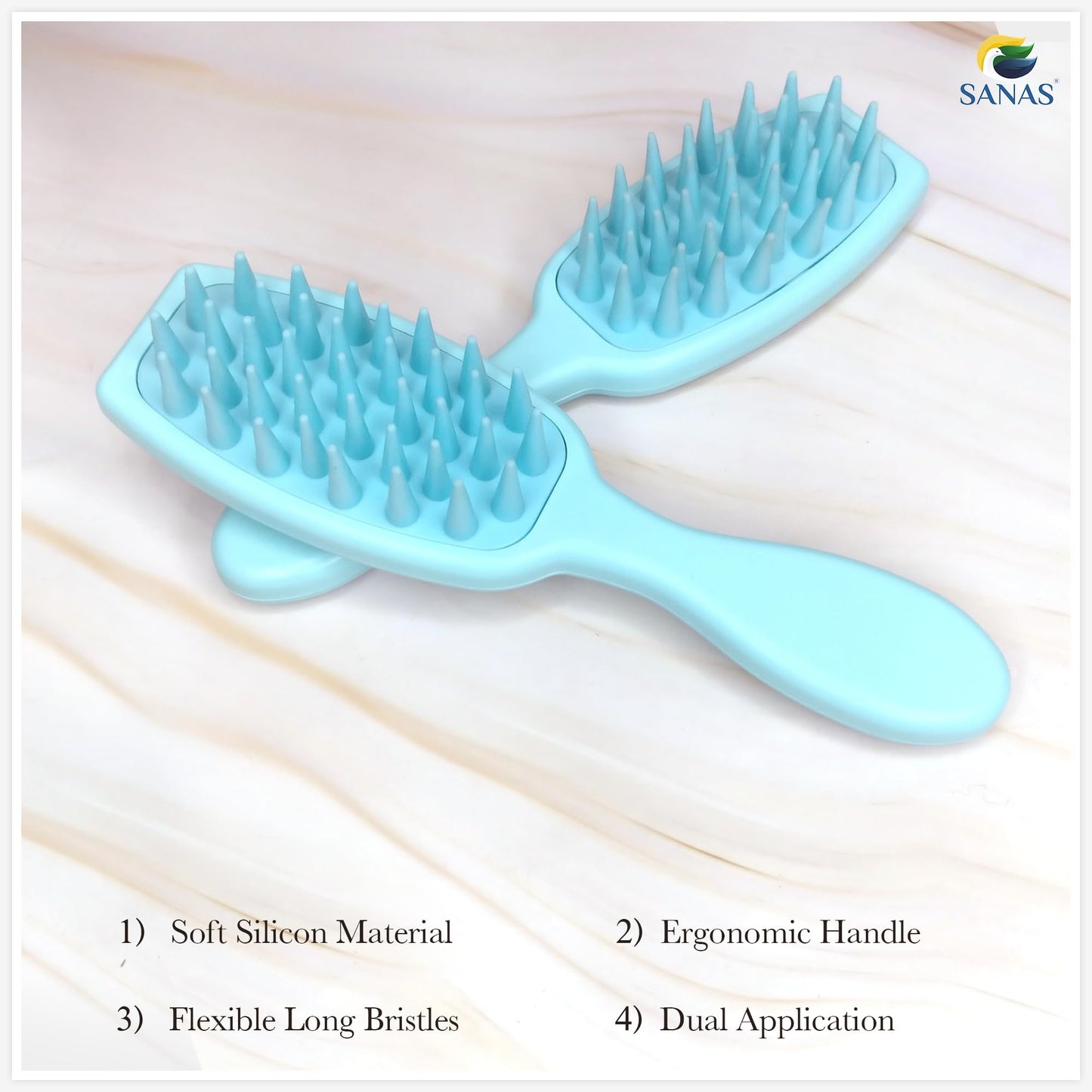 Sanas Scalp Massager Shampoo Hair Brush - 1Pc