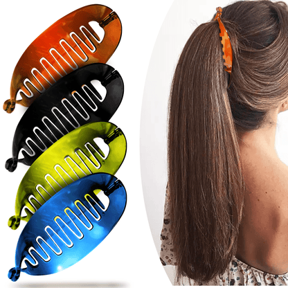 Sanas Fishtail Banana Hair Clip for Women - 4Pcs