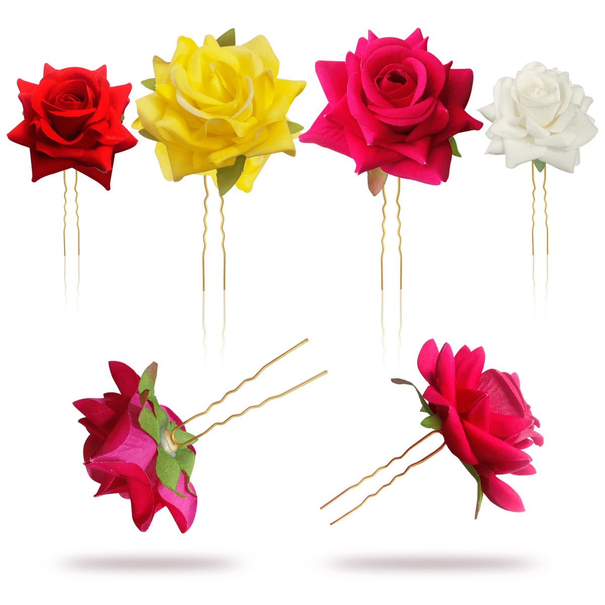 Sanas Artificial Color Roses Pin for Hair - 4Pcs