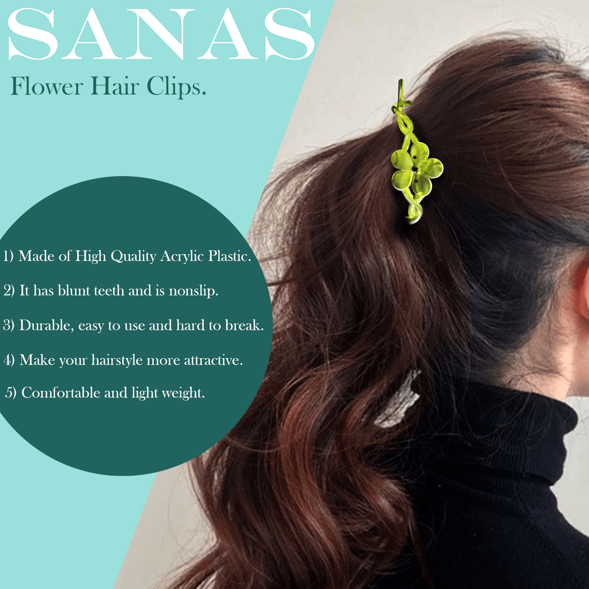 Sanas Flower Twisted Hair Clip - 4Pcs